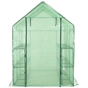 vidaXL Walk-in Greenhouse with 12 Shelves Steel 143x214x196 cm