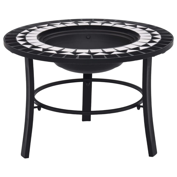 vidaXl Mosaic Fire Pit Black and White 68cm Ceramic