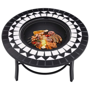 vidaXl Mosaic Fire Pit Black and White 68cm Ceramic