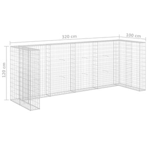 vidaXL Gabion Wall for Garbage Bins Galvanised Steel 320x100x120 cm