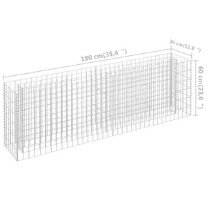 vidaXL Gabion Raised Bed Galvanised Steel 180x30x60 cm