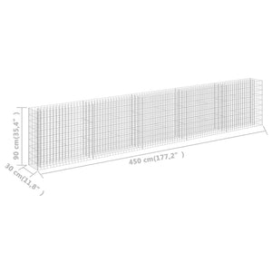 vidaXL Gabion Raised Bed Galvanised Steel 450x30x90 cm