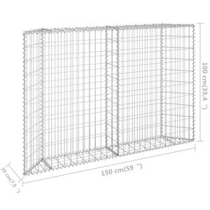 vidaXL Trapezium Gabion Raised Bed Galvanised Steel 150x20x100 cm