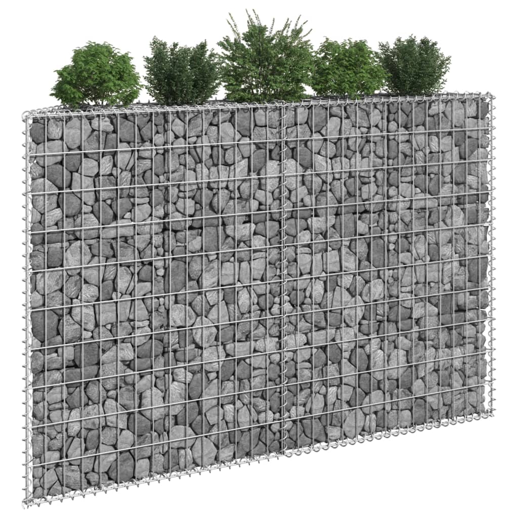 vidaXL Trapezium Gabion Raised Bed Galvanised Steel 150x20x100 cm