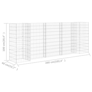 vidaXL H-Shaped Gabion Planter Steel Wire 260x40x100 cm