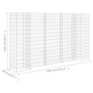 vidaXL H-Shaped Gabion Planter Steel Wire 260x40x150 cm