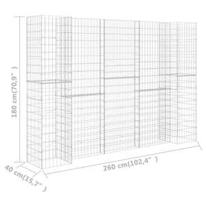 vidaXL H-Shaped Gabion Planter Steel Wire 260x40x180 cm