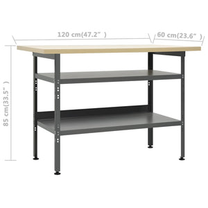 vidaXL Workbench Grey 120x60x85 cm Steel