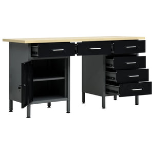 vidaXL Workbench Black 160x60x85 cm Steel