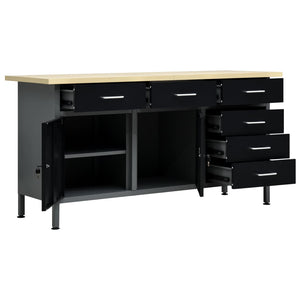 vidaXL Workbench Black 160x60x85 cm Steel