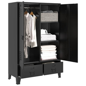 vidaXL Wardrobe Industrial Black 90x40x140 cm Steel