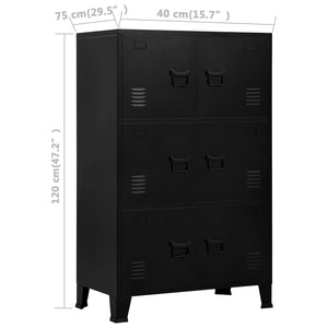 vidaXL Industrial Storage Chest Black 75x40x120 cm Steel