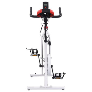 vidaXL Exercise Training Bike with Pulse Sensors White and Red