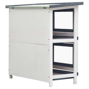 vidaXL Outdoor Rabbit Hutch 4 Doors Grey Wood