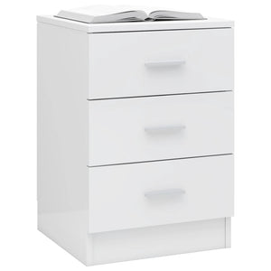 vidaXL Bedside Cabinet High Gloss White 38x35x56 cm Engineered Wood