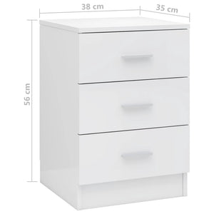 vidaXL Bedside Cabinet High Gloss White 38x35x56 cm Engineered Wood