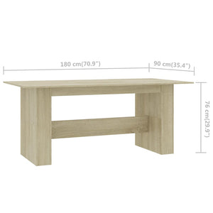 vidaXL Dining Table Sonoma Oak 180x90x76 cm Engineered Wood