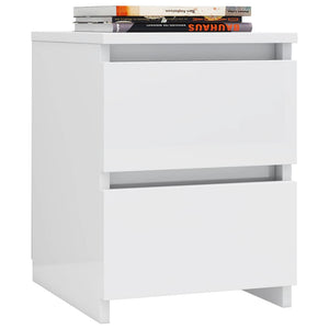 vidaXL Bedside Cabinet High Gloss White 30x30x40 cm Engineered Wood