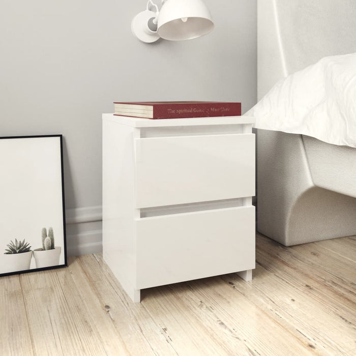 vidaXL Bedside Cabinet High Gloss White 30x30x40 cm Engineered Wood