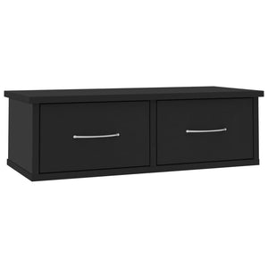 vidaXL Wall-mounted Drawer Shelf Black 60x26x18.5 cm Engineered Wood