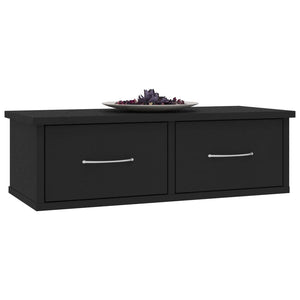 vidaXL Wall-mounted Drawer Shelf Black 60x26x18.5 cm Engineered Wood