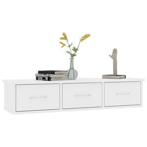 vidaXL Wall-mounted Drawer Shelf White 88x26x18.5 cm Engineered Wood