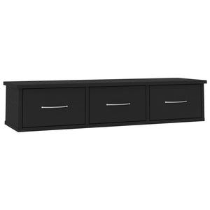 vidaXL Wall-mounted Drawer Shelf Black 88x26x18.5 cm Engineered Wood