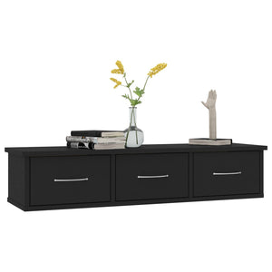 vidaXL Wall-mounted Drawer Shelf Black 88x26x18.5 cm Engineered Wood