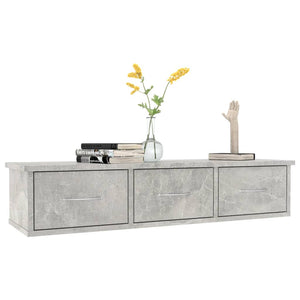 vidaXL Wall-mounted Drawer Shelf Concrete Grey 88x26x18.5 cm Engineered Wood