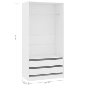 vidaXL Wardrobe White 100x50x200 cm Engineered Wood