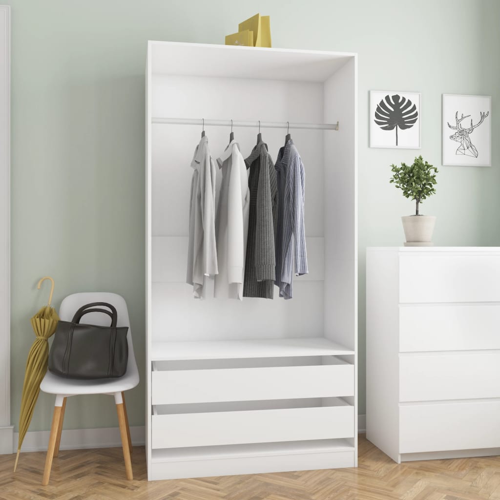 vidaXL Wardrobe White 100x50x200 cm Engineered Wood