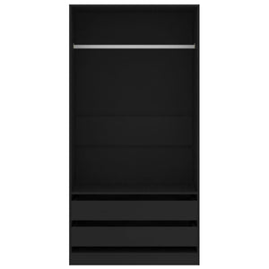 vidaXL Wardrobe Black 100x50x200 cm Engineered Wood