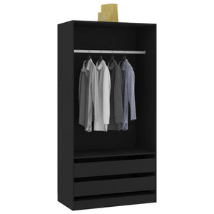 vidaXL Wardrobe Black 100x50x200 cm Engineered Wood