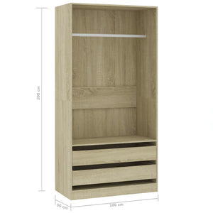 vidaXL Wardrobe Sonoma Oak 100x50x200 cm Engineered Wood