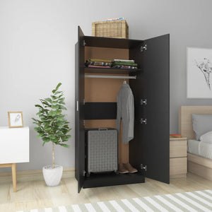 vidaXL Wardrobe Black 80x52x180 cm Engineered Wood