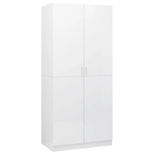 vidaXL Wardrobe High Gloss White 80x52x180 cm Engineered Wood