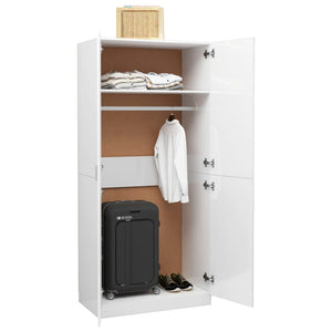 vidaXL Wardrobe High Gloss White 80x52x180 cm Engineered Wood