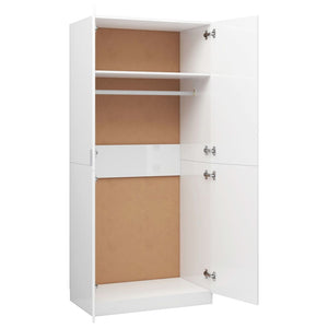 vidaXL Wardrobe High Gloss White 80x52x180 cm Engineered Wood