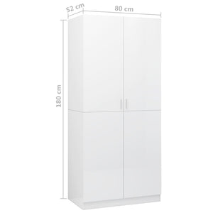 vidaXL Wardrobe High Gloss White 80x52x180 cm Engineered Wood