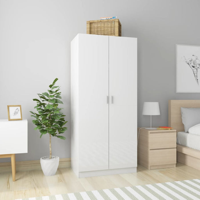 vidaXL Wardrobe High Gloss White 80x52x180 cm Engineered Wood