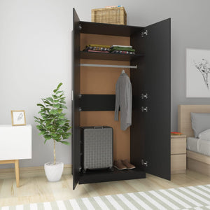 vidaXL Wardrobe Black 90x52x200 cm Engineered Wood