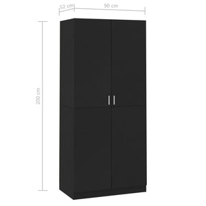 vidaXL Wardrobe Black 90x52x200 cm Engineered Wood