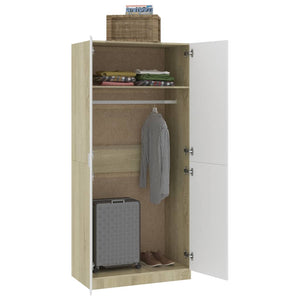 vidaXL Wardrobe White and Sonoma Oak 90x52x200 cm Engineered Wood