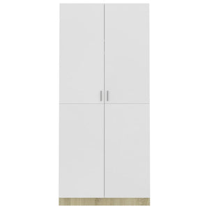 vidaXL Wardrobe White and Sonoma Oak 90x52x200 cm Engineered Wood