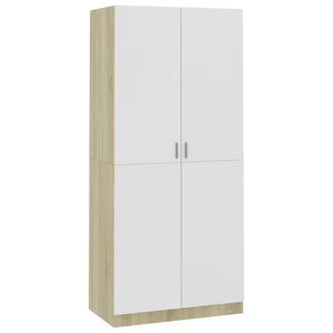 vidaXL Wardrobe White and Sonoma Oak 90x52x200 cm Engineered Wood