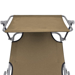 vidaXL Folding Sun Lounger with Canopy Taupe Aluminium