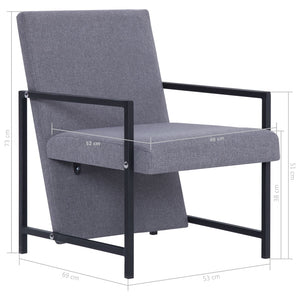 vidaXL Armchair with Chrome Feet Light Grey Fabric