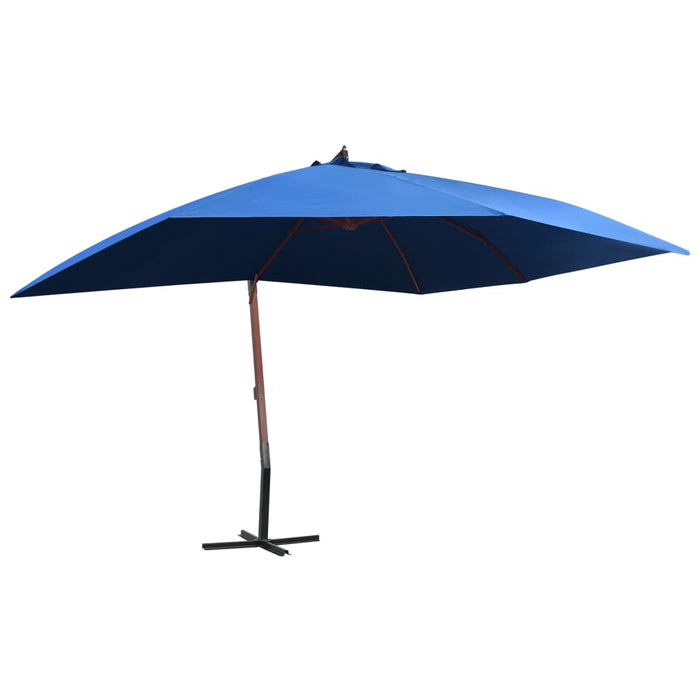 vidaXL Hanging Parasol with Wooden Pole 400x300 cm Blue