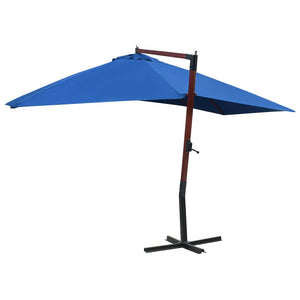 vidaXL Hanging Parasol with Wooden Pole 400x300 cm Blue