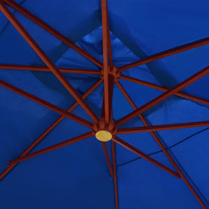 vidaXL Hanging Parasol with Wooden Pole 400x300 cm Blue